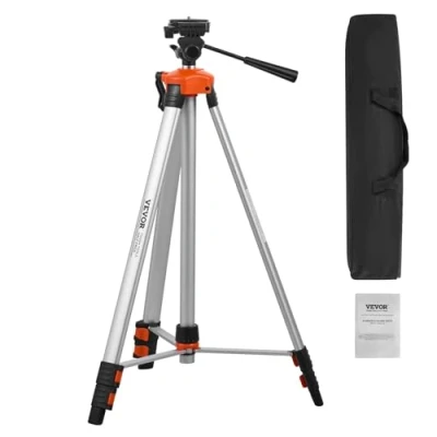Image of VEVOR Laser Level Tripod, ¼ x 20 Thread Mount, 27.36 68.11 inch Height Adjustment with Integrated Bubble Lightweight Scanner Stand, Retractable Legs Aluminum Tripod for Stable Measurement