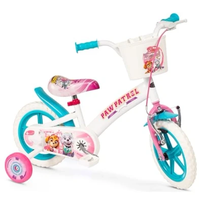 Image of Toimsa Paw Patrol 12 inch Bicycle, Kids Bike learn to ride outdoors, with training wheel stabilisers and mudguard, for children/youth age 3 5 Years, White