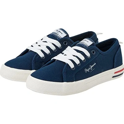 Image of Pepe Jeans Brady Basic B Sneaker, Blue (Navy), 13.5 UK
