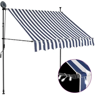 Image of vidaXL Manual Retractable Awning with LED 100 cm Blue and White