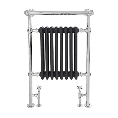 Image of Milano Elizabeth Chrome Anthracite Heated Towel Rail Overhanging 930mm x 620mm