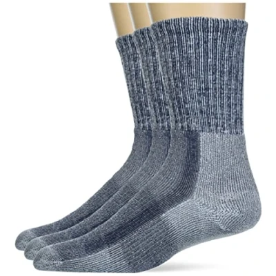 Image of Thorlos Men&#039;s LTH Thick Padded Light Weight Crew Hiking Sock, Navy, Large (Pack of 6)