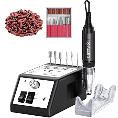 Image of Nail Drill, Electric Files, Professional Drill 30000 RPM Efile Buffer Manicure Grinder Tools for Acrylic Nails with Bits Set and Sanding Bands(Black)