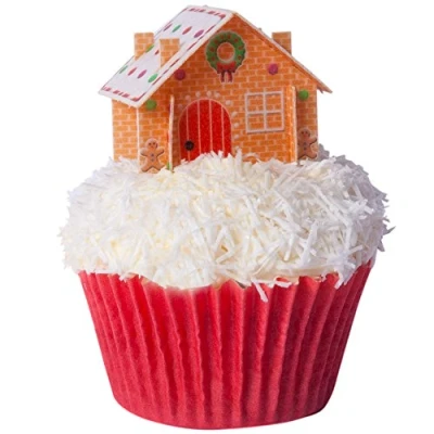 Image of Pack of 6 Edible Wafer Decorations Christmas Cottage 201 510