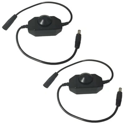 Image of LitaElek 2pcs DC 12V 24V 3A COB LED Strip Dimmer Switch Cable SMD PWM Controller Tape Brightness Control in line String Cord Ribbon Rotary Dimmer, Black