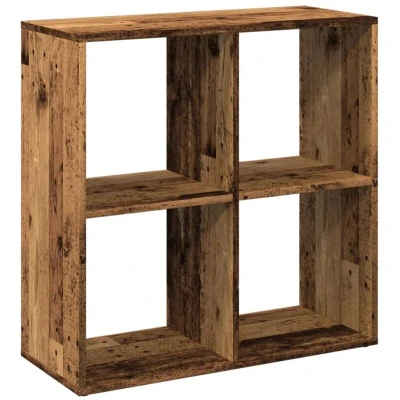 Image of vidaXL Room Divider Bookcase Old Wood, Engineered 4 Cubical Compartments, 69.5x29x69.5 cm, Freestanding Bookshelf for Living Room/Bedroom/Study