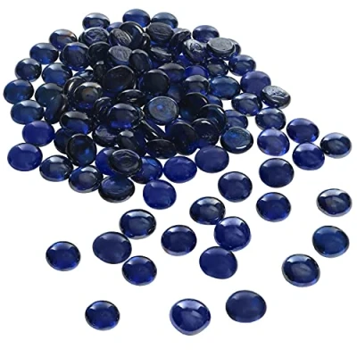 Image of Belle Vous Blue Glass Pebbles 2.25kg / 5lbs 18mm Flat Marble Bead Gemstones Decorative Gems for Weddings/Party Table Scatter, Centrepiece Vase Filler Stones and Aquarium Décor
