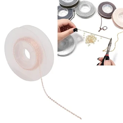 Image of Jewelry Making Chains Kit 2x3mm Gold Plated Necklace Chain Jewellery for DIY Craft Pendant(Rose Gold)