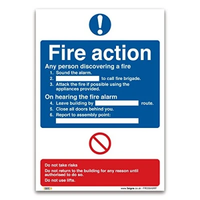 Image of Fire Action Plan Sign A5 1mm Rigid Plastic Safety