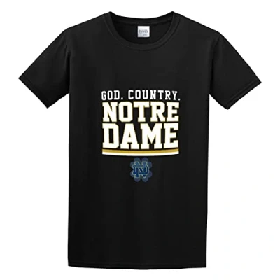 Image of FREEDOM.DRRUI Men&#039;s University of Notre Dame Nd Fighting Irish Logo O Neck T Shirt Black M
