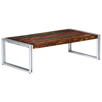 Image of vidaXL Coffee Table 120cm Solid Reclaimed Wood Industrial Style Handcrafted Rectangular Living Room Tea/Side Stand Desk