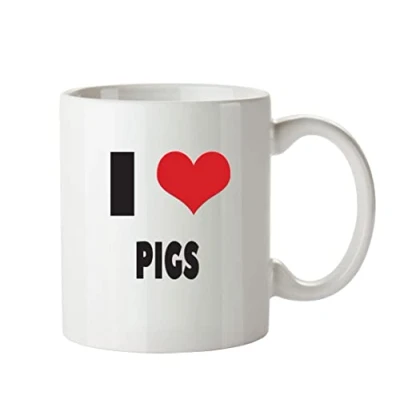 Image of I Love Pigs Mug Personalised Adult Office