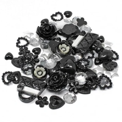 Image of Special Touches 80 Mix Shabby Chic Resin Flatbacks Craft Cardmaking Embellishments (Black)