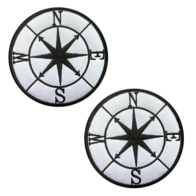 Image of Zcketo 2 PCS Tactical Compass Patch Military Hook &amp; Loop Embroidered Applique Funny Emblem for Bags Caps Backpack Uniform Vest Clothes Travel or Collect