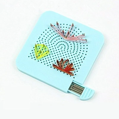 Image of YURROAD Paper Quilling Tool Board with Pins Storage Box Knitting Grid Guide for Making Strips Folding Crafting