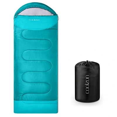 Image of Coolzon Outdoor Sleeping Bag for Camping, 3 4 Seasons, Adult Blanket, Small Packed Size, Ultralight Carry Bag, Soft, Thick and Warm, Travel, Hiking, Blue