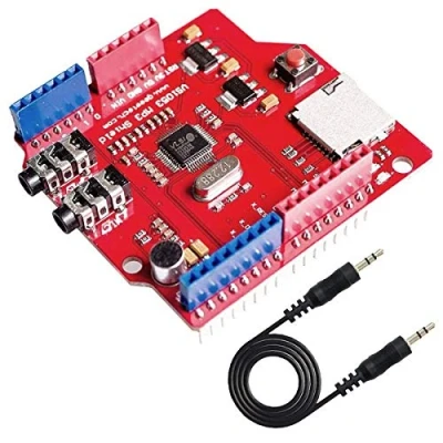 Image of Youmile VS1053 VS1053B TF Card Stereo Audio MP3 Player Record Decode Development Board Module for Arduino with 3.5mm Jack Cable