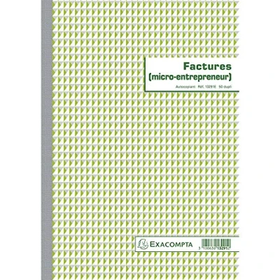 Image of Exacompta Ref. 13291AE 1 Manifold INVOICES micro entrepreneur 50 numbered carbonless sheets in 2 copies (1 original + copy) A4 format made France