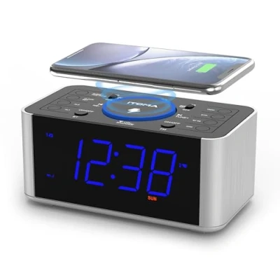 Image of iTOMA Alarm Clock Radio with 10W Wireless Charging, Snooze,Bluetooth, Dual Alarm, 1.4&#039;&#039; LED Display, Dimmer, USB Charging for Bedside CKS910