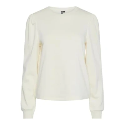 Image of PIECES Women&#039;s Pcchilli Ls Puff Sweat Noos Cp Bc Sweatshirt, White Pepper, S