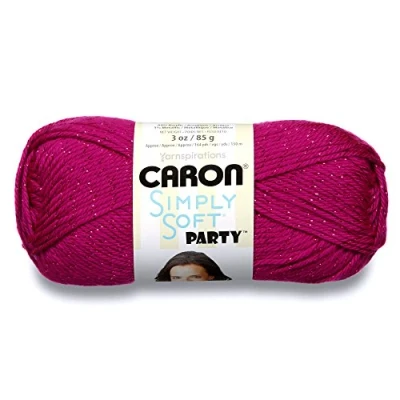 Image of Caron Simply Soft Party Yarn 85g Fuchsia Sparkle,Multi Colour,17.78 x 8.89 cm