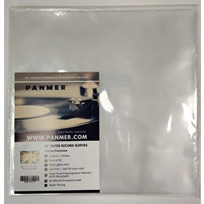 Image of 12&quot; Outer Clear Vinyl Record Sleeves Polypropylene 80 Micron x 50