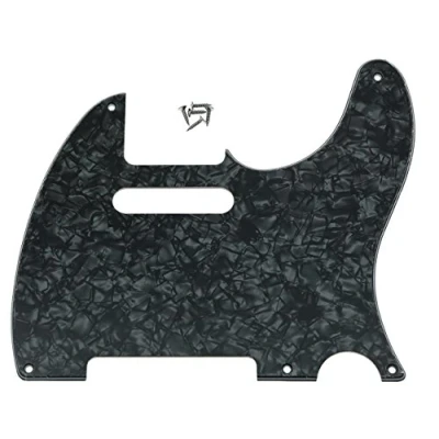 Image of KAISH American Vintage 5 Hole Tele Pickguard TL Guitar Pick Guard Scratch Plate for Tele/Telecaster Black Pearl