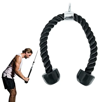 Image of ZENO Heavy Duty Tricep Rope Complete Multi Attachment Perfect for Gym Fitness Exercise Body Equipment Extensions Pull Down Bicep/Tricep