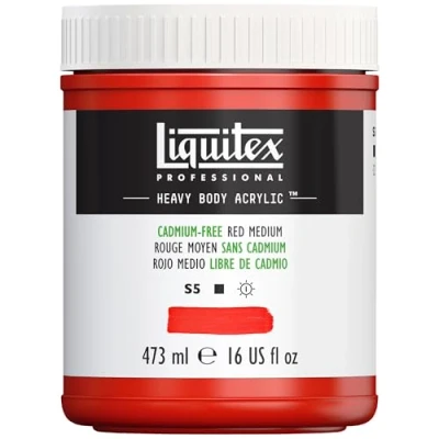 Image of Liquitex Heavy Body Acrylic Paint, Cadmium Free Red Medium, 473 ml (Pack of 1)