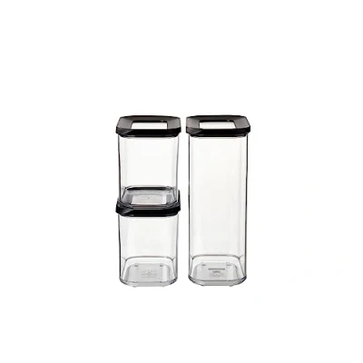 Image of Mepal Food Storage Container 3 Piece Set Containers Kitchen &amp; Organizer Stackable Airtight 1x 2000 ml 2x 1000 Black