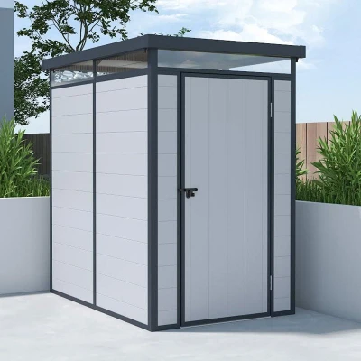 Image of 4&#039; x 6&#039; Lotus Curo Grey Plastic Shed (1.31m 1.9m)