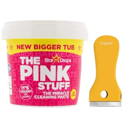 Image of Pink Stuff Multipurpose Cleaning Paste + Non Scratch Oven Hob Glass Tool New Bigger Tub 850 G hazardous Household Cleaner