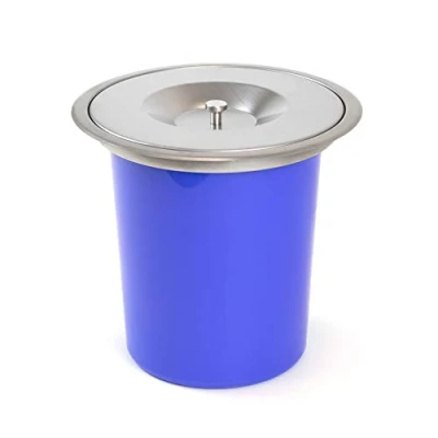 Image of Emuca Worktop waste bin with lid, containers for kitchen 5L, Built in bin, Stainless steel.