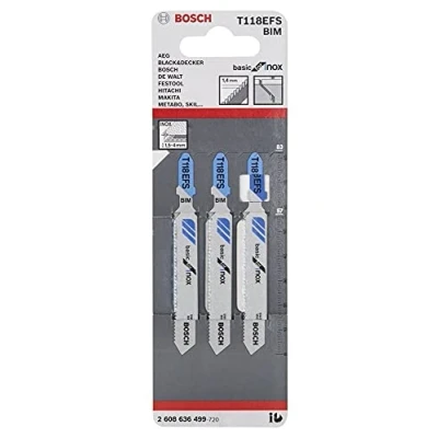 Image of Bosch Professional 3x Jigsaw Blade T 118 EFS Basic for Inox (for Stainless steel sheets, Accessories Jigsaw)