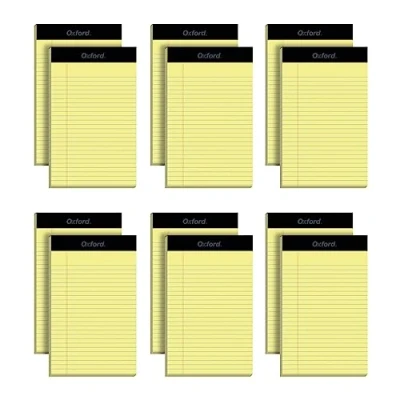 Image of Oxford 5 x 8 Legal Pads, 12 Pack, Narrow Ruled, Yellow Paper, 50 Sheets Per Writing Pad, Made in the USA (74017)