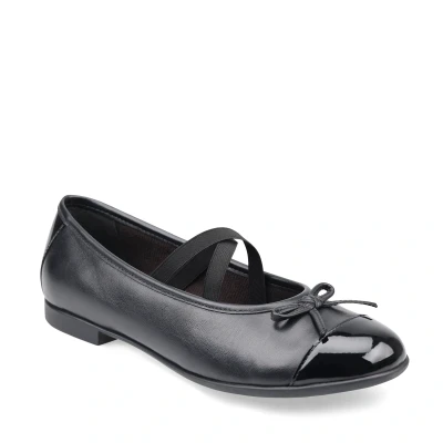 Image of Start Rite Girls Idol Black Leather Slip on School Shoes Patent Size L7.5 Standard fit