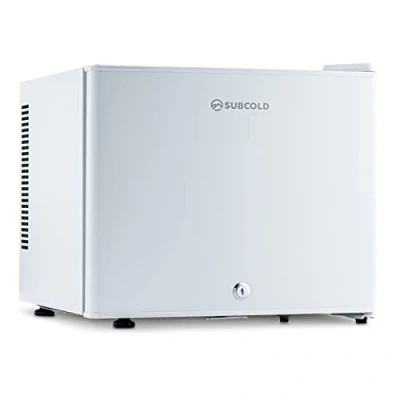 Image of Subcold Aire20 LED Mini Fridge 20L Small Table Top Model Quiet Frost Free for Bedrooms &amp; Hotels Lockable with Solid door interior light (White)
