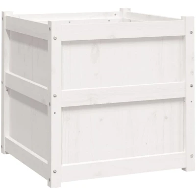 Image of vidaXL Garden Planter White 60x60x60 cm Solid Wood Pine