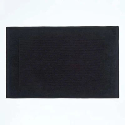 Image of HOMESCAPES Imperial Plain Black Bath Mat 50 x 80 cm Super Soft Bathroom 100% Turkish Cotton Shower