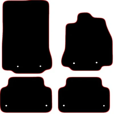 Image of Carsio Carpet Car Mats For Jaguar XF 2014 2016 4 Piece Set Tailored Fit Floor Mat Complete Accessory Black Custom Fitted All Weather, Anti Slip Backing &amp; Red Trim