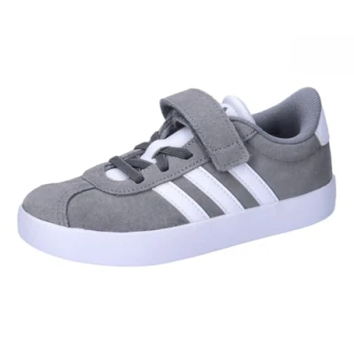 Image of adidas Unisex Kid&#039;s VL Court 3.0 Hook and Loop Shoes, Grey Three/Cloud White/Grey Two, 2.5 UK