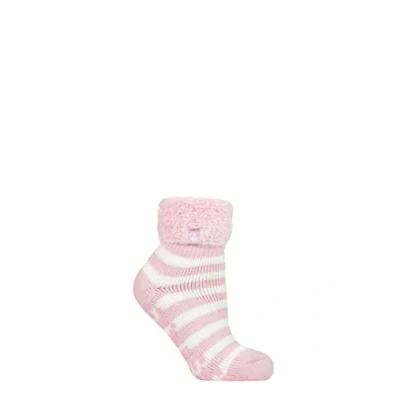 Image of Women&#039;s 1 Pair Heat Holders Lounge Feather Turn Over Cuff Socks Auckland Stripe Ballerina Pink 4 8 Ladies