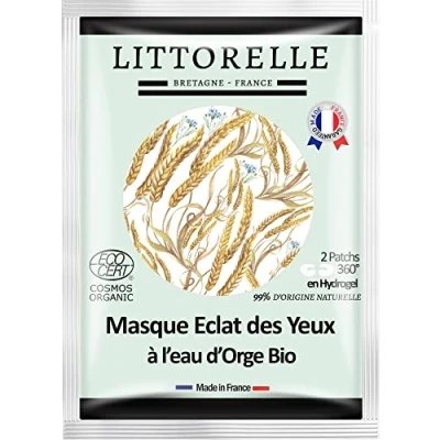 Image of Littorelle Radiant Eyes Mask, Certified Organic 360 Eye Patches Anti Dark Circles, Puffiness, Aging Moisturizes, Smoothes, Mattifies Made in France 99,4% Natural Ingredients