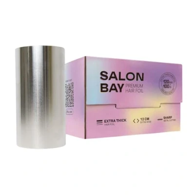 Image of SALON BAY 12cm x 100m Hair Foils for Highlighting Premium Hairdressing Foil with Metal Cutter, Extra Wide Colouring and Balayage Thick