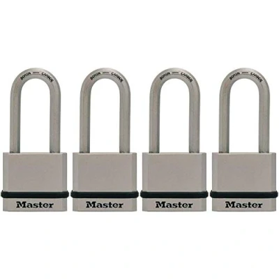 Image of Master Lock M530XQLHCCSEN M530XQLH Magnum Solid Steel Keyed Alike Padlocks, 4 Pack, Assorted