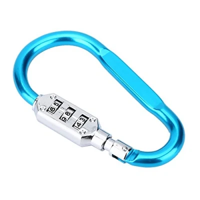 Image of Carabiner Lock, D Ring Chain Clip Hook Travel Bag Luggage Security Combination Lock Locking Padlock for Outdoor, Camping, Hiking, Backpack(Blue)