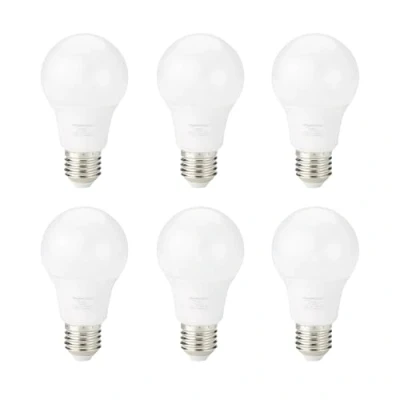 Image of Amazon Basics LED E27 Edison Screw Bulb, 8W (equivalent to 60W) Cool White, Non Dimmable (6 Pack)
