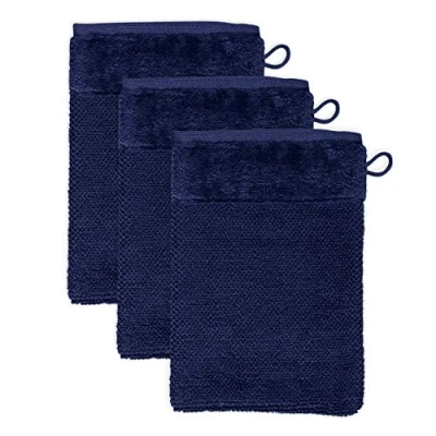 Image of Möve Set of 3 wash Gloves, deep sea, 20 x 15 cm