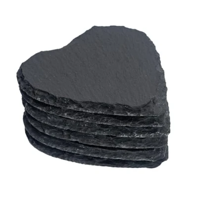 Image of 6x Heart Slate Coasters By Argon Tableware