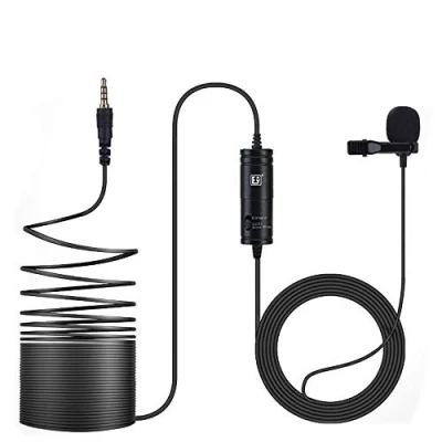Image of ANCLLO Lavalier Microphone Hands Free Clip on Lapel Mic with Omnidirectional Condenser for Smartphone Camera Live steam Podcast Interview